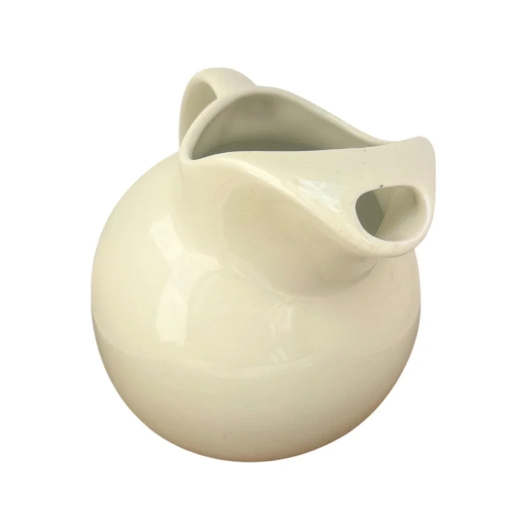 Ball Pitcher Hall China 633 Ivory Ceramic Mid Century Modern Made in USA Vintage